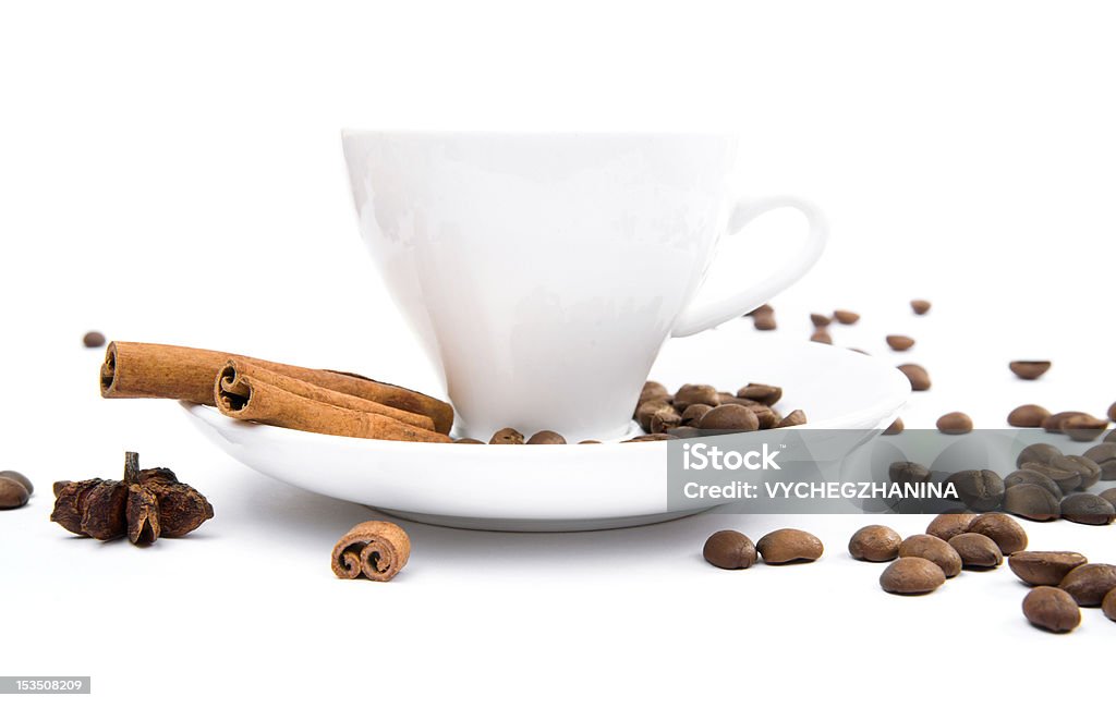 Xícara de café e Canela Casca de Árvore - Royalty-free Anis Foto de stock