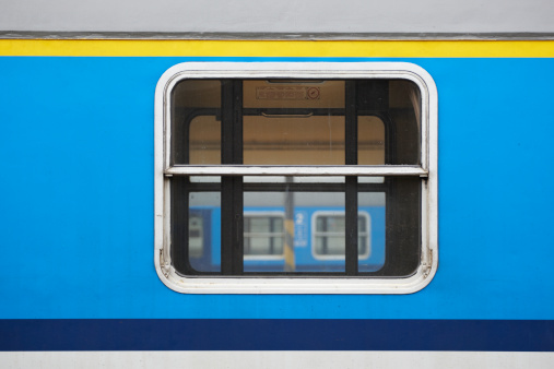 Window of the railway carriage, the Czech Republic