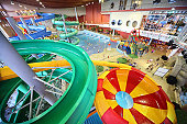 Large varicoloured chutes as spiral and pool in 