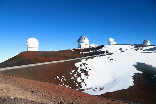 gemini observatory at the top of mauna kea volcano at 4200 metres above sea level on big island, hawaii islands, usa.