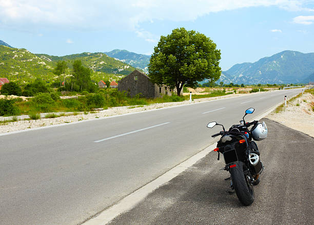 istock Modern motorbike on the road border 153509241