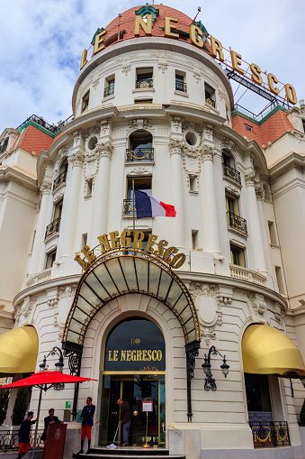Nice, France - May 17, 2023: Hotel Negresco on the Promenade des Anglais in Nice, France