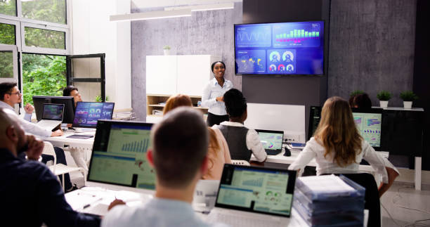 istock Business Presentation On TV In Corporate Training Room 1535131540