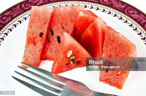 Saftige Wassermelone Scheiben Stockfoto und mehr Bilder von Fotografie - Fotografie, Frühstück, Gabel