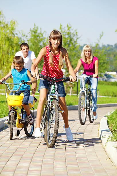 istock Family riding bicycles 153516347