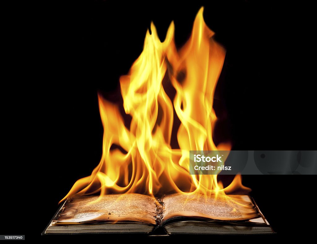 Burning book on fire flames Book Stock Photo