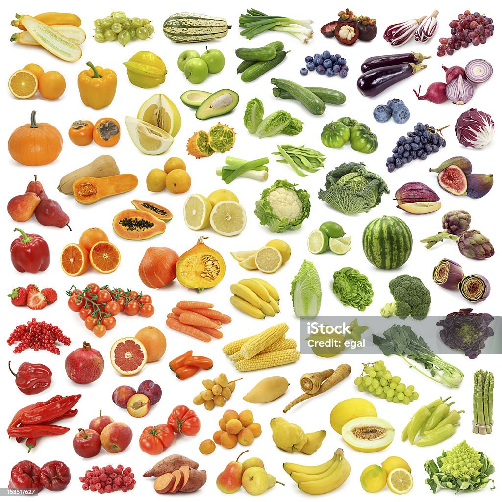 Raccolta di frutta e verdura - Foto stock royalty-free di Verdura - Cibo