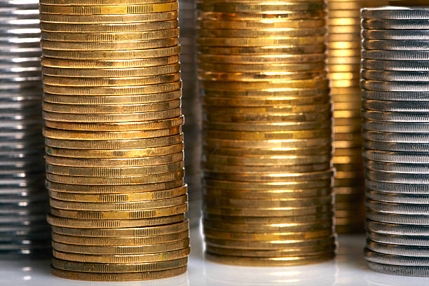 istock Golden and silver coin stacks 153518091