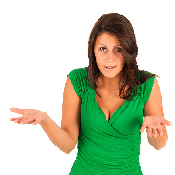 istock Uncertain young woman ingreen t-shirt 153519784
