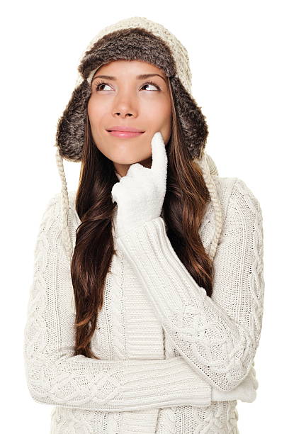 istock Thinking winter woman isolated 153522509
