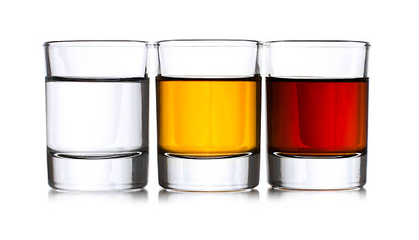 Three shot glasses stock photo