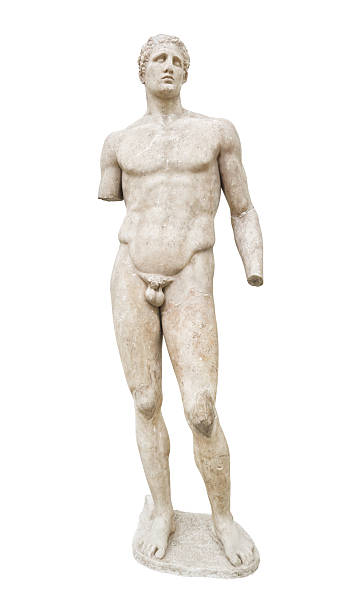 estatua en el museo de delphi, grecia - estatua fotografías e imágenes de stock