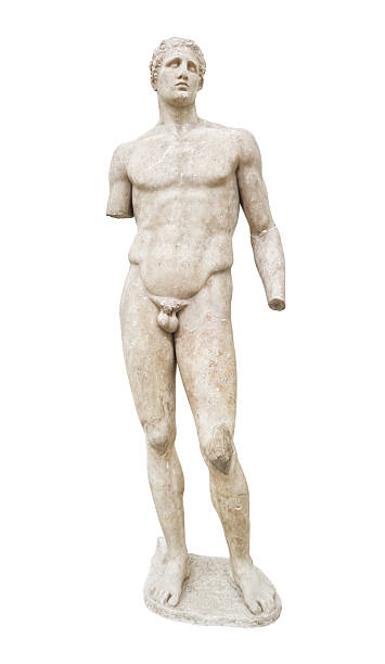 statua nel museo di delfi, grecia - roman statue foto e immagini stock