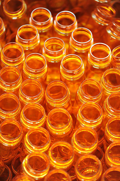 Orange medicine bottles stock photo