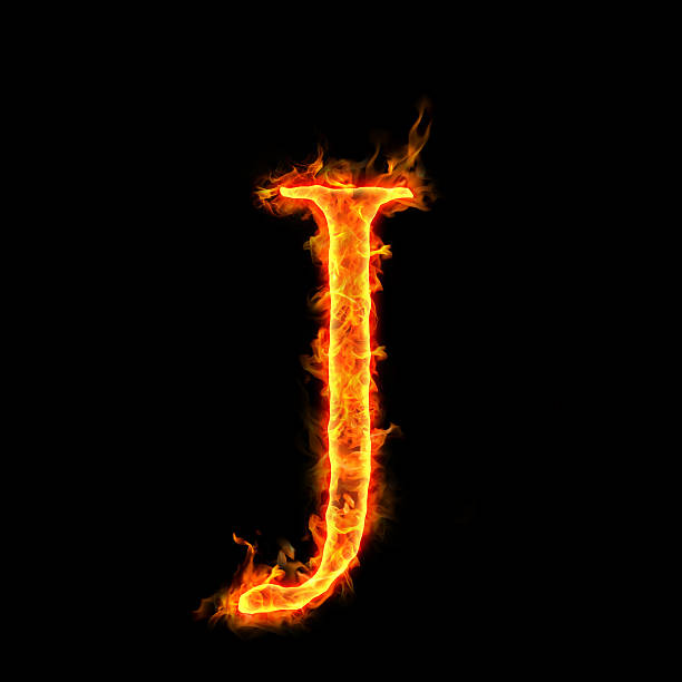 fire alphabets, J stock photo