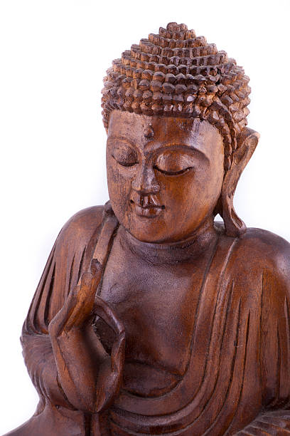istock Wooden Buddha on white background 153523713