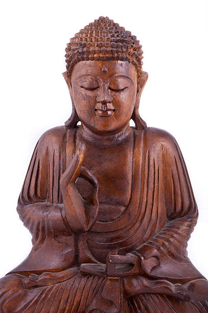 istock Wooden Buddha on white background 153523793