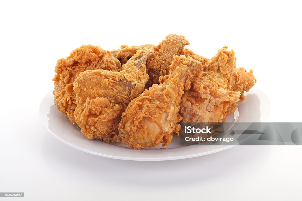 Fried Chicken on White Plate Fresh fried chicken on a white plate Fried Chicken Stock Photo