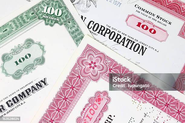 Corporate Company Stock Shares Stock Photo - Download Image Now - Stock Certificate, Stock Market and Exchange, Certificate