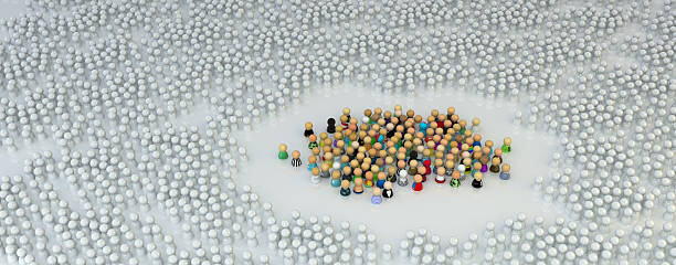 istock Cartoon Crowd, Encircled White 153528101
