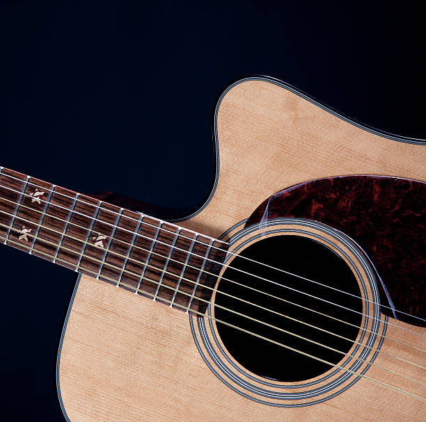 istock Acoustic Guitar Up Close Isolated on Black 153528710