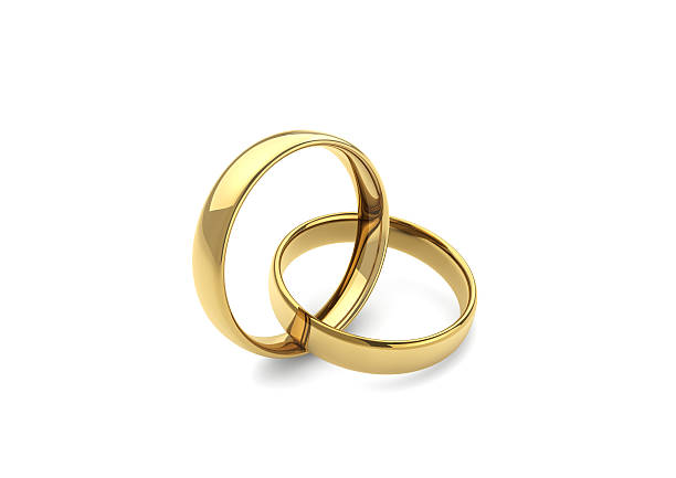 gold wedding rings stock photo