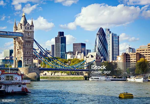 London Skyline Seen From The River Thames Stock Photo - Download Image Now - London - England, Sir Norman Foster Building, Urban Skyline