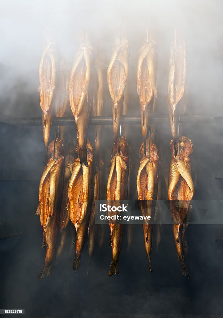 smoking rainbow trout rainbow trouts in the smokehouse Cultures Stock Photo