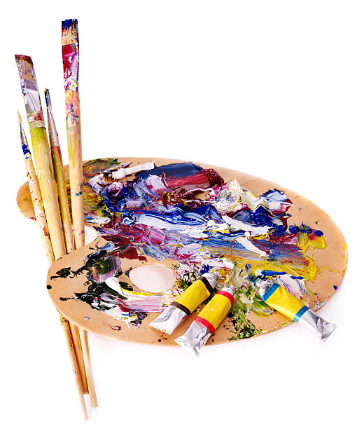 istock Close up of  paint mixed on  palette. 153530693