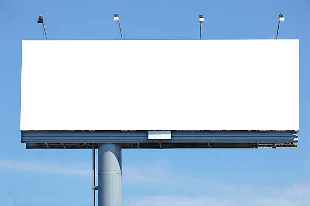 Large blank white billboard in the city stock photo