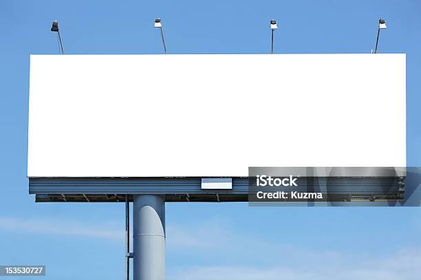 Large Blank White Billboard In The City Stock Photo - Download Image Now - Billboard, Poster, Sky