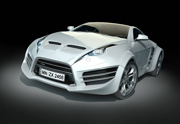 istock White hybrid sports car on a black background 153530794