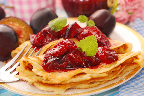 istock pancakes with fresh plum`s confiture 153531452
