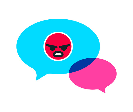 Vector illustration of an online chat bubble with an emoticon reaction.