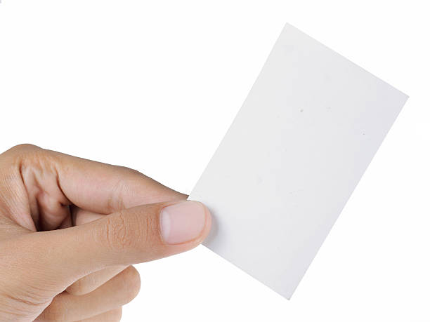 istock Hand and card isolated on white 153532375