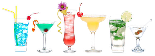 istock Six colored cocktails in a row made with alcohol 153533041