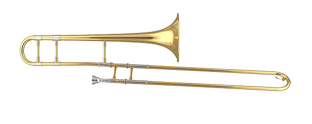 istock A golden trombone on a white background  153533163