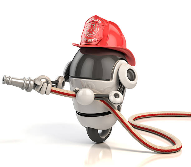 robot firefighter robot firefighter 3d illustration conceptional stock pictures, royalty-free photos & images