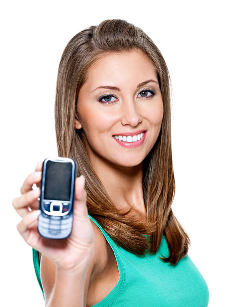 istock woman showing  mobile phone 153534600