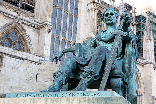 istock statue of Constantine I outside York Minster, England 153535650