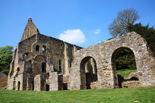 Battle Abbey at Battle near Hastings, Surrey, England is the burial place of King Harold, built at the battle field at the place were he fell, at the Battle of Hastings in 1066, built in the 11th century it is now an ancient ruin