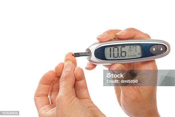 Diabetes Patient Measuring Glucose Level Blood Test Stock Photo - Download Image Now