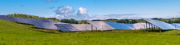 istock Countryside landscape with cluster of solar panels 1535371607