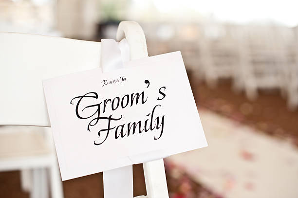 istock Wedding Place Card Seating Plan on Chair at Ceremony 153538846