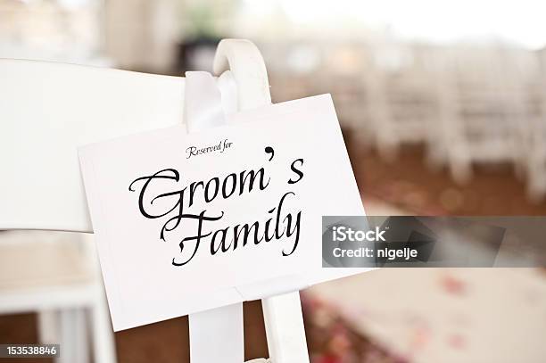 Wedding Place Card Seating Plan On Chair At Ceremony Stock Photo - Download Image Now