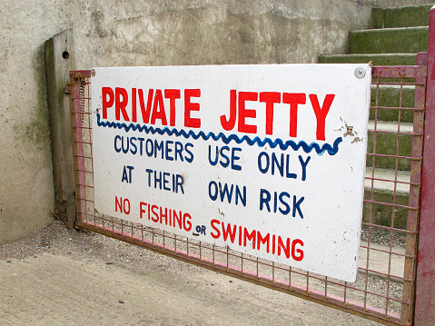 Private jetty sign in Eastern England. Canon G9.