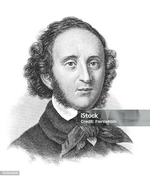 Sketch Of Felix Mendelssohnbartholdy Stock Illustration - Download Image Now - Felix Mendelssohn - Composer, Beginnings, Engraved Image