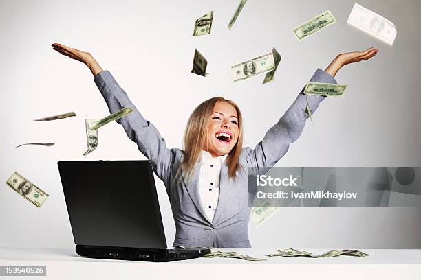 Dollars In The Air Stock Photo - Download Image Now - Throwing, Currency, Women