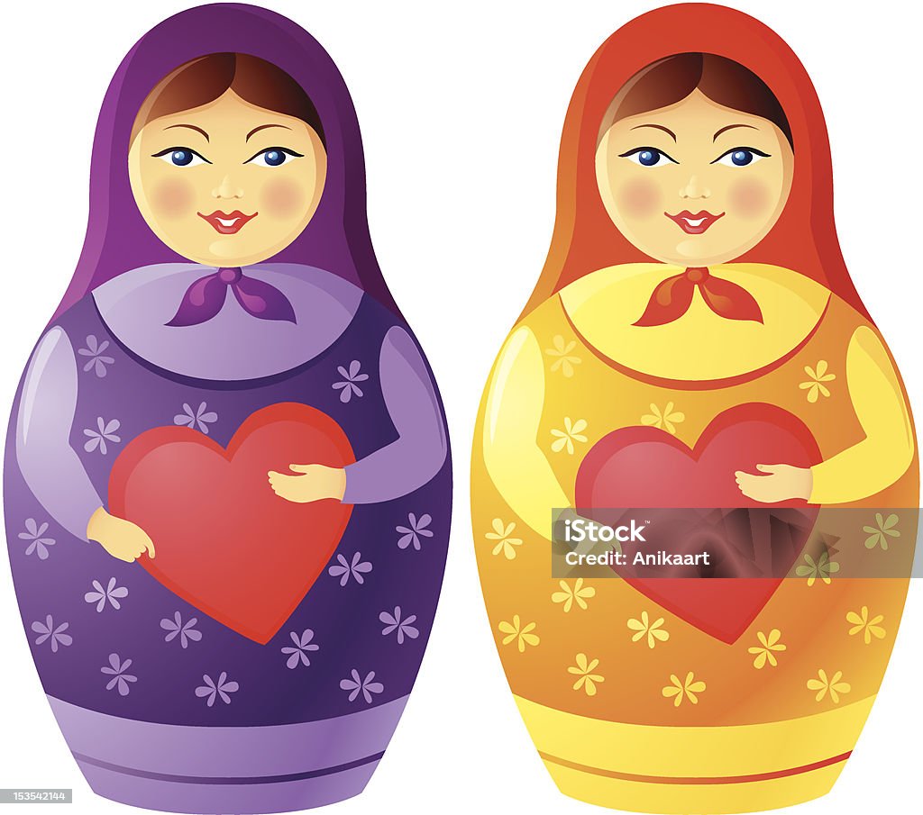 Matryoshka Boneca segurando um coração - Royalty-free Boneca Russa arte vetorial