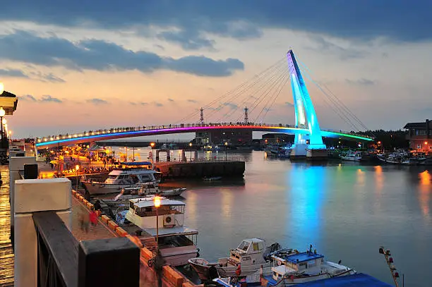 Lover Bridge and Harbour in Tamsui, Taiwan
